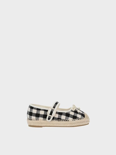 markdown code Off Girls' Gingham Bow Espadrilles  - Black