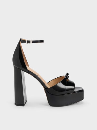 clearance sale coupon Off Verona Patent Leather Platform Sandals  - Black