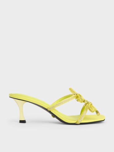 clearance sale coupon Off Gem-Embellished Bow-Tie Mules  - Yellow