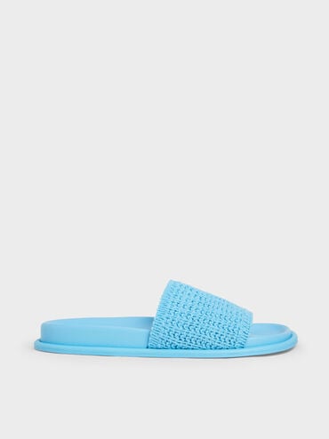 markdown code Off Knitted Slide Sandals  - Blue