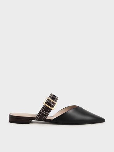 discount code Off Sepphe Cut-Out Strap Flat Mule Pumps  - Black