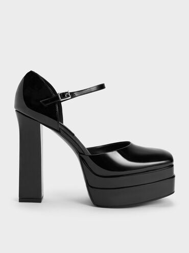 promo coupon Off Patent Platform D'Orsay Pumps  - Black Patent