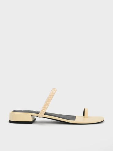 voucher code Off Beaded Toe-Ring Sandals  - Butter