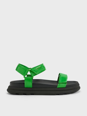 offer code Off Maise Patent Strappy Sports Sandals  - Green