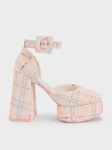 clearance sale coupon Off Sinead Tweed Buckled D'Orsay Platform Pumps  - Multi