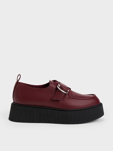 offer code Off Cordova Buckled Platform Loafers  - Burgundy