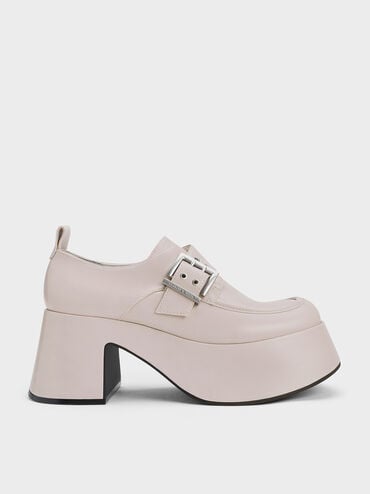 discount code Off Rubina Buckled Chunky Loafers  - Light Grey