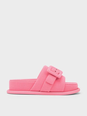 voucher Off Sinead Woven Buckled Slide Sandals  - Pink