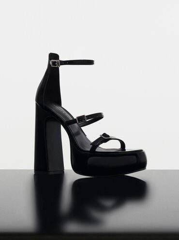 discount code Off Elvina Patent Buckled Platform Sandals  - Black Patent