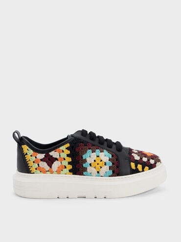 voucher Off Fable Floral Crochet & Leather Sneakers  - Multi