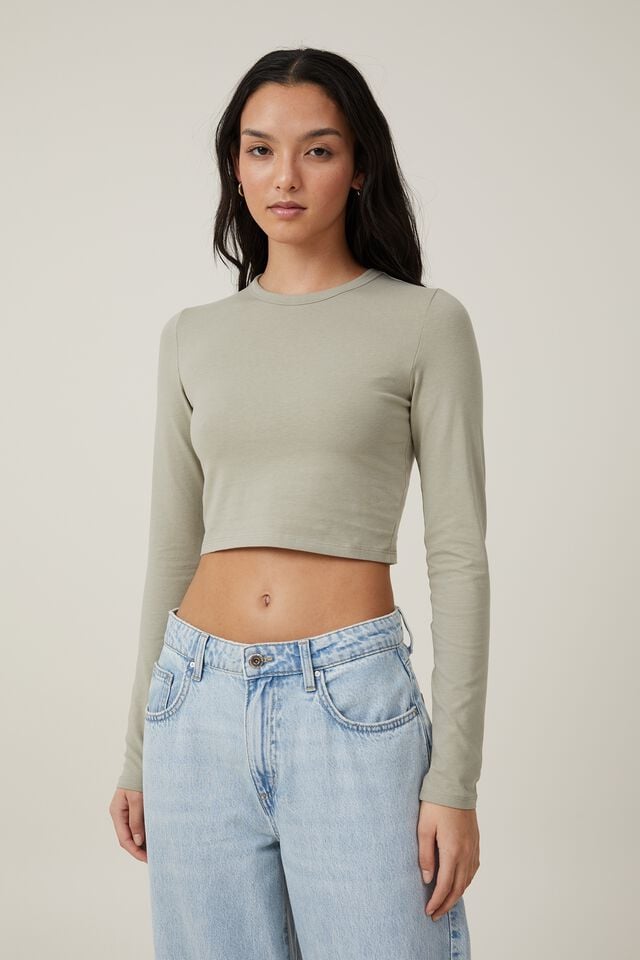 promo coupon Off Micro Crop Long Sleeve Top