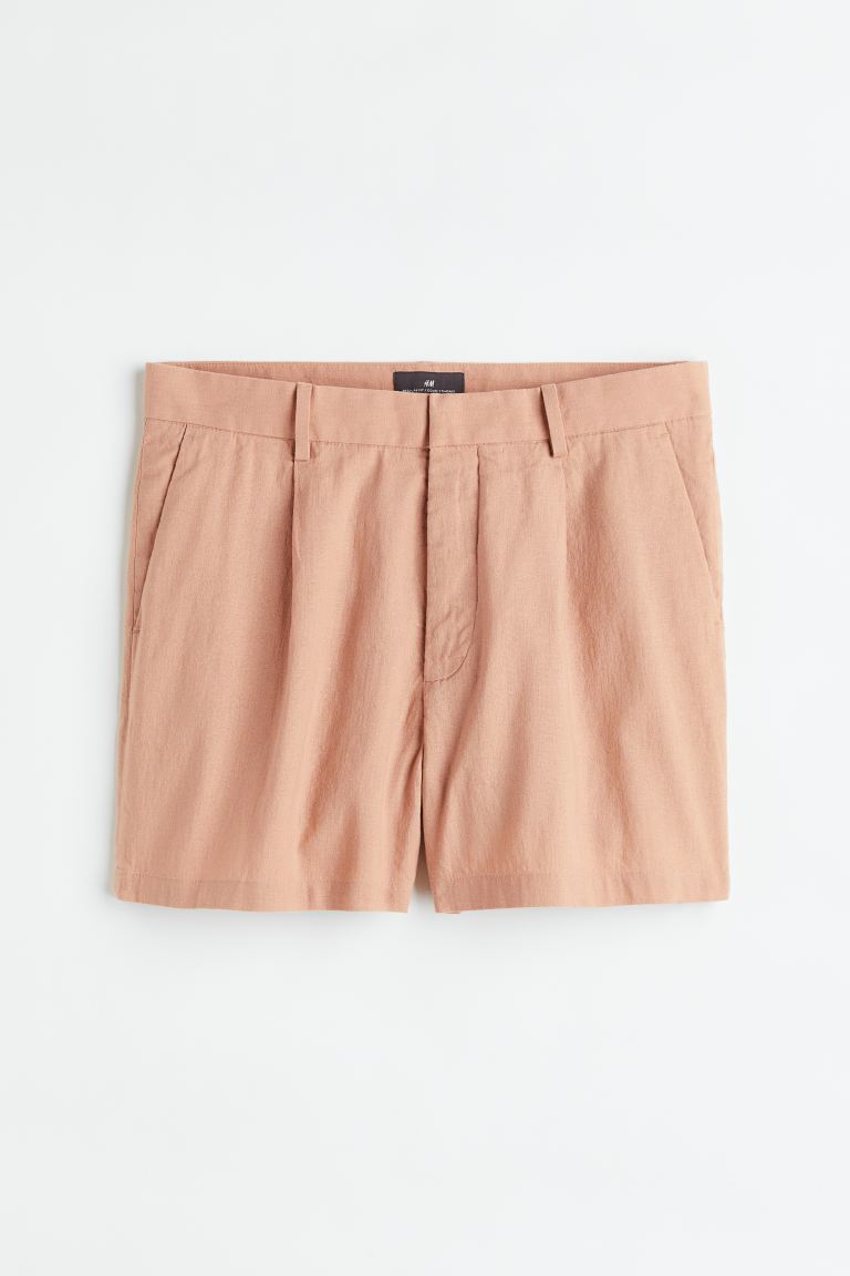 voucher code Off Regular Fit Linen-blend shorts