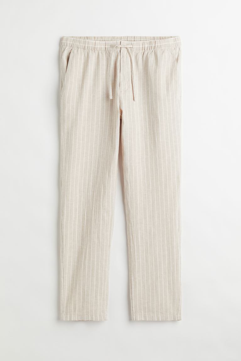 voucher Off Regular Fit Linen-blend trousers