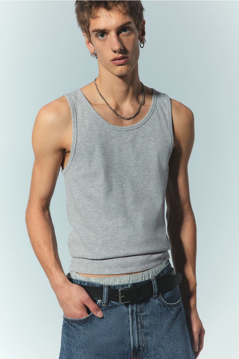 voucher code Off Slim Fit Ribbed vest top