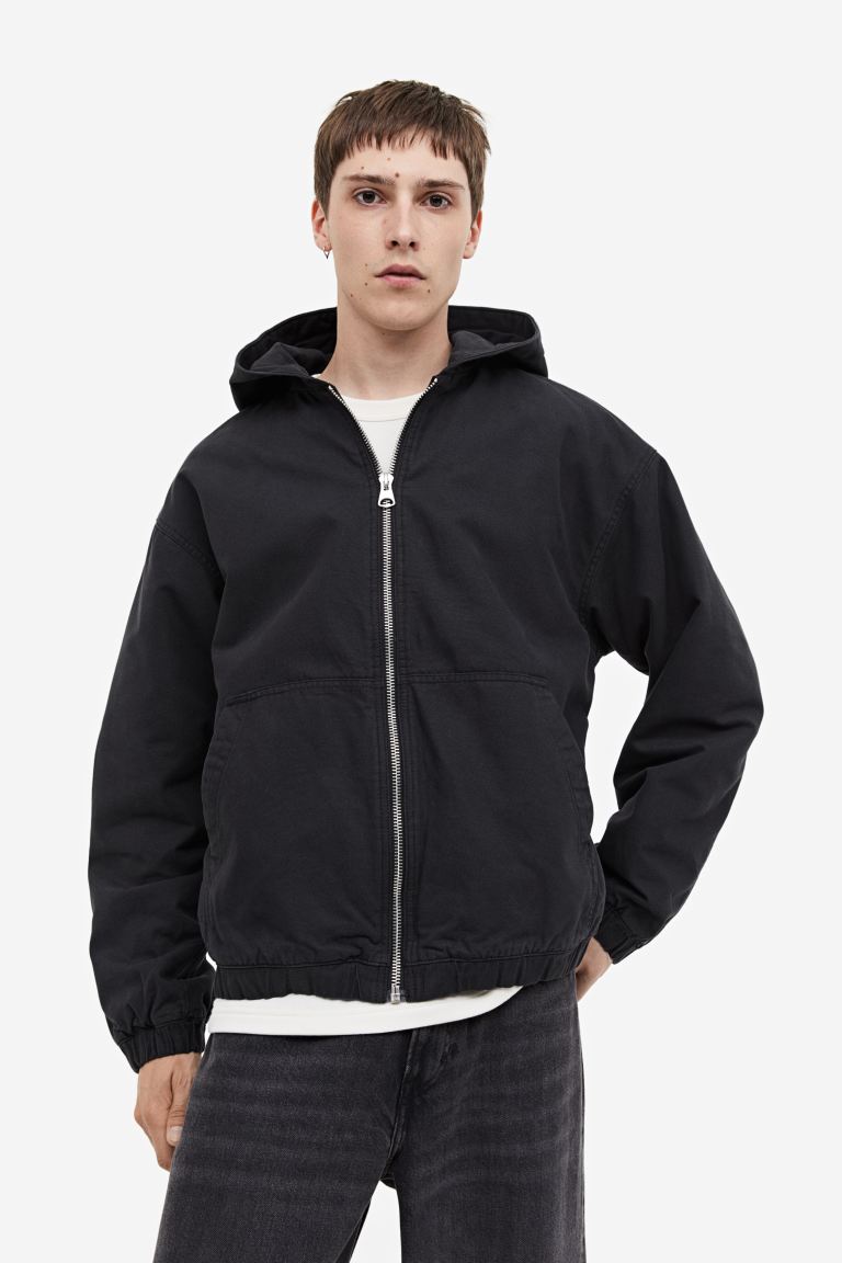 clearance code Off Loose Fit Hooded canvas jacket