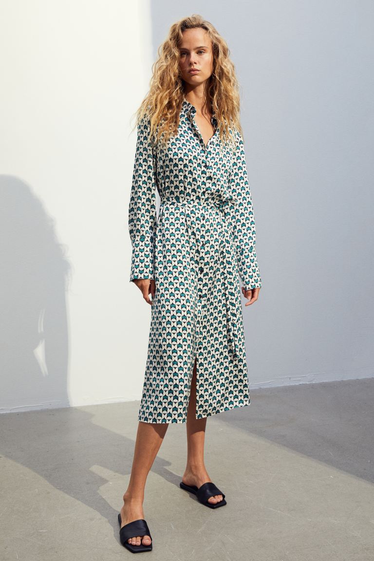 discount code Off Tie-belt shirt dress