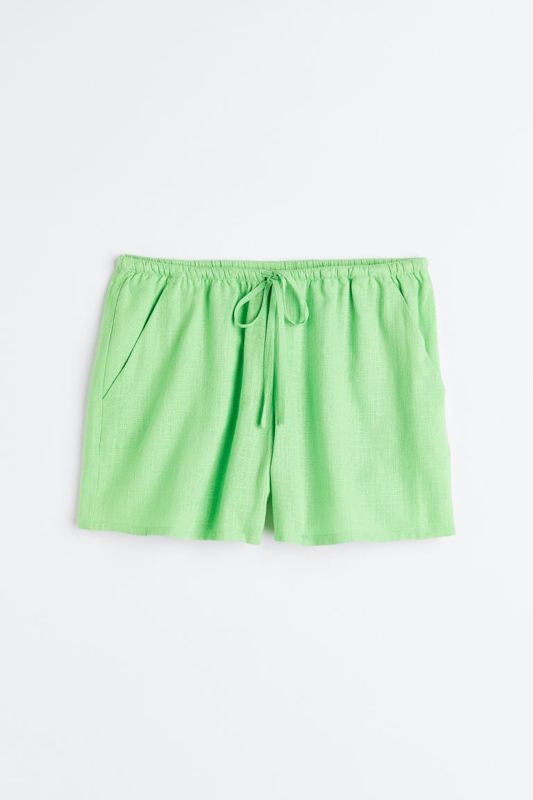 voucher code Off Linen-blend pull-on shorts