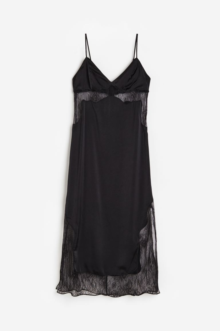 voucher Off Lace-detail satin slip dress