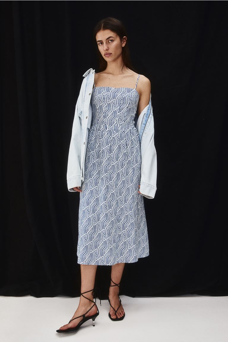 voucher code Off Linen-blend midi dress