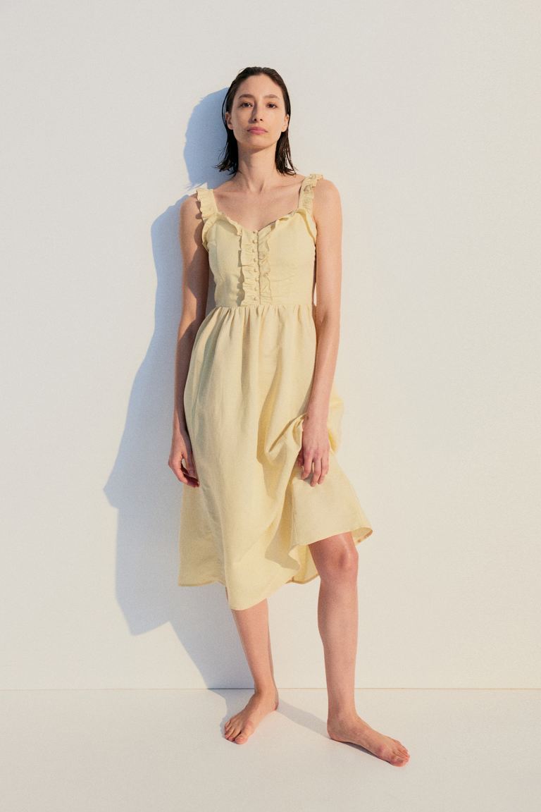 clearance sale coupon Off Linen-blend dress