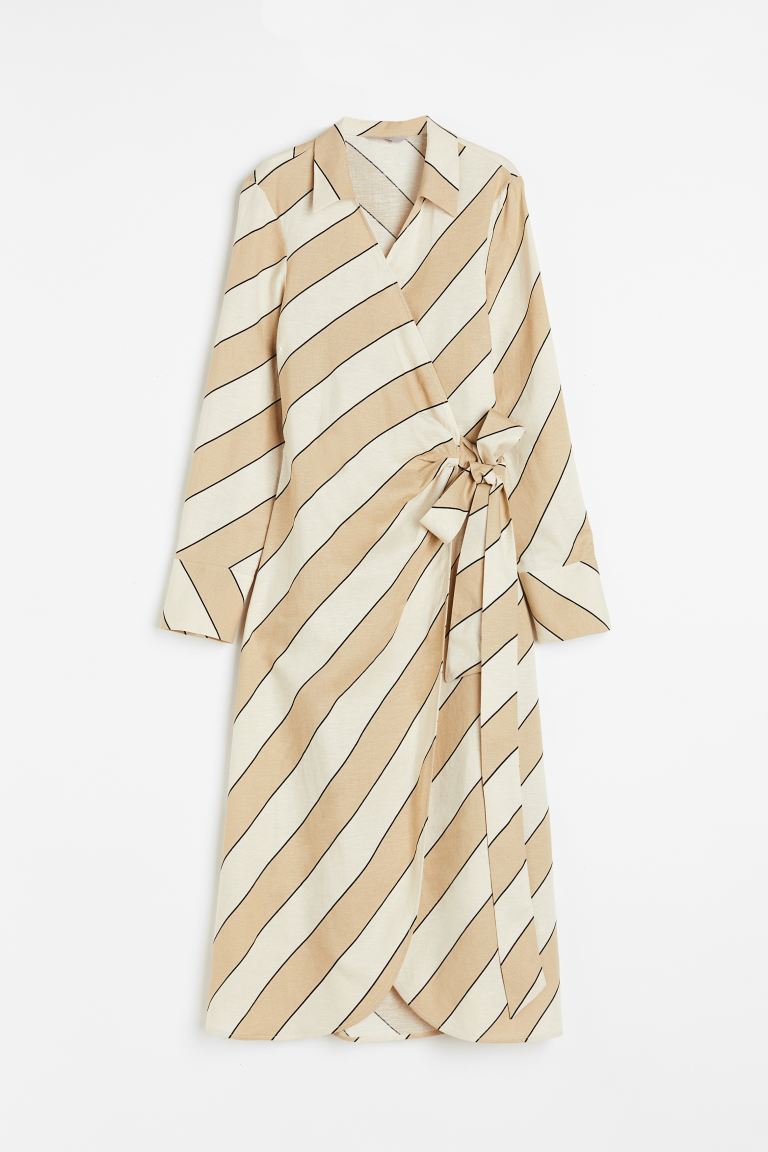 clearance sale coupon Off Linen-blend wrap dress