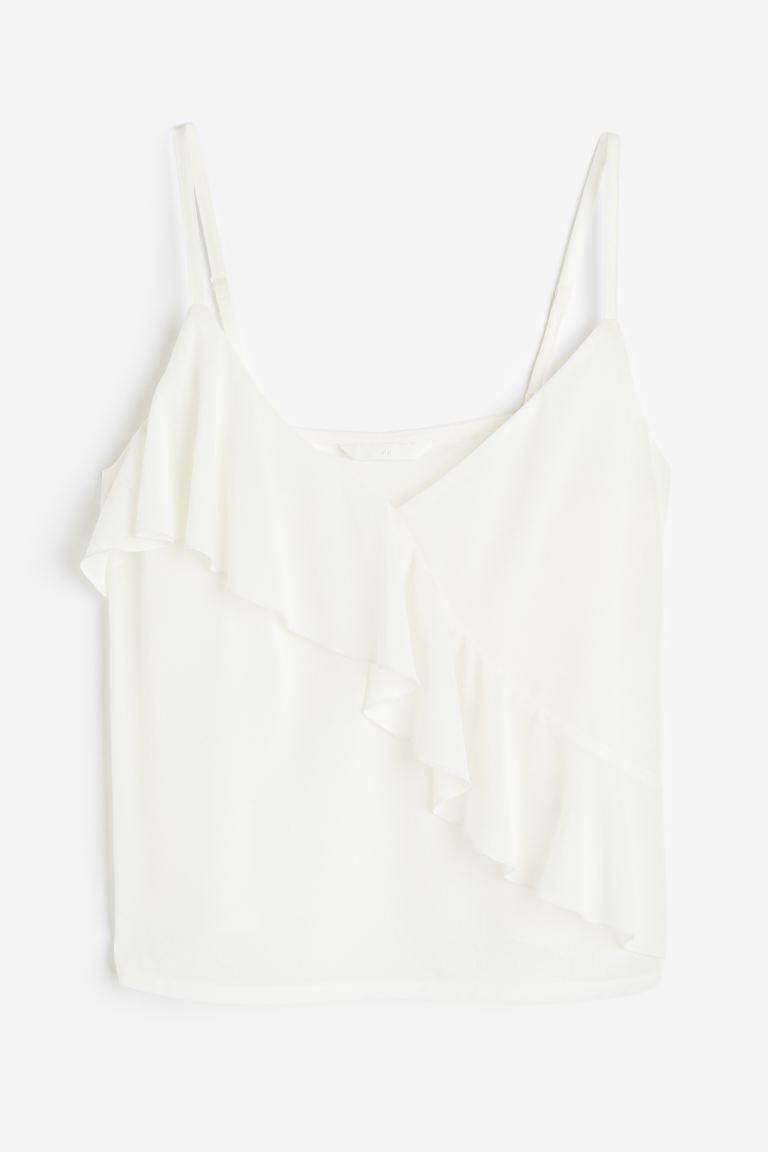 markdown code Off Flounce-detail strappy top