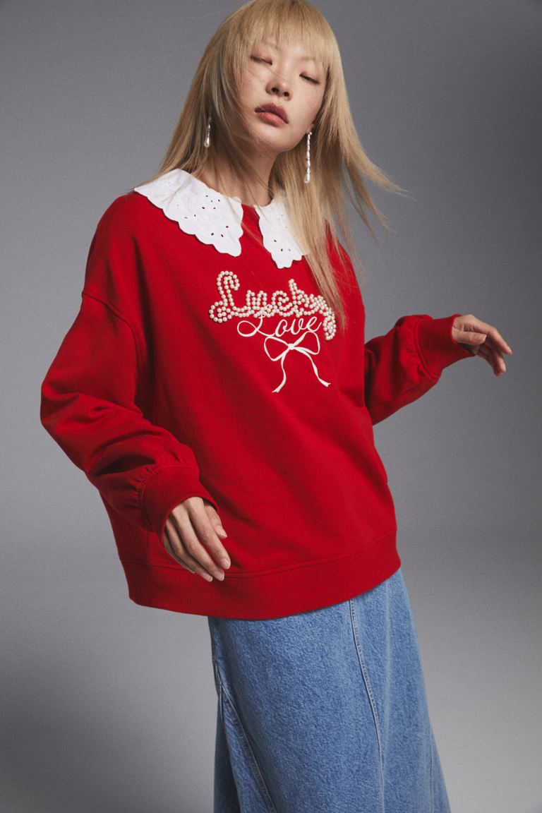 discount code Off Oversized motif-detail sweatshirt