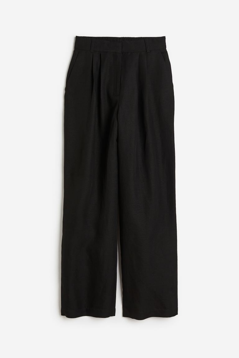 coupon code Off Wide linen-blend trousers