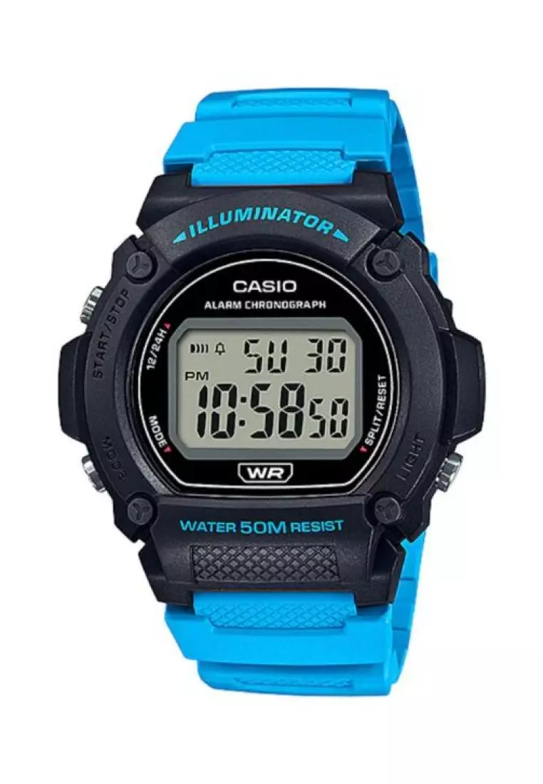 promo coupon Off CasioMens Digital Watch W-219H-2A2V Blue Resin Band Watch for Men