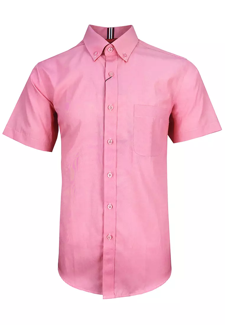 clearance sale coupon Off PacolinoPacolino - (Semi Slim) Plain Formal Casual Short Sleeve Men Shirt- 02746-510-086-1 Red