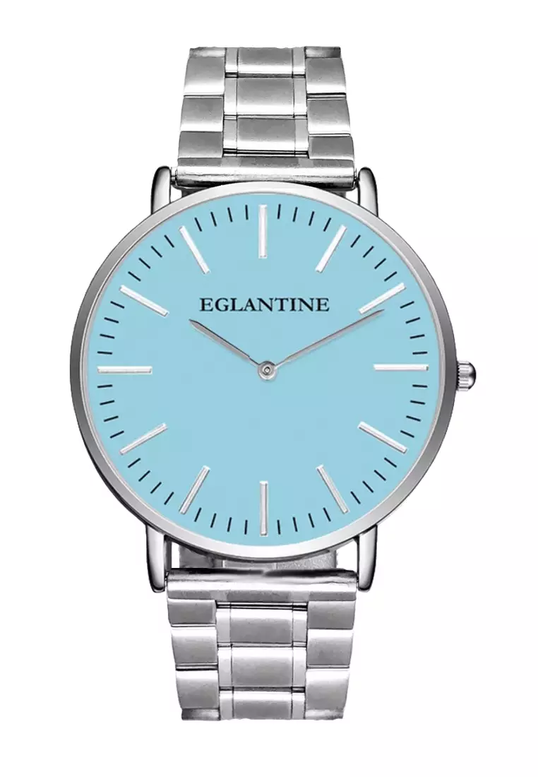 clearance sale coupon Off EGLANTINEEGLANTINE® Oslo Silver Alloy Quartz Watches, Large model (40mm), Trendy Turquoise Color Dial, Milanese Steel mesh Bracelet