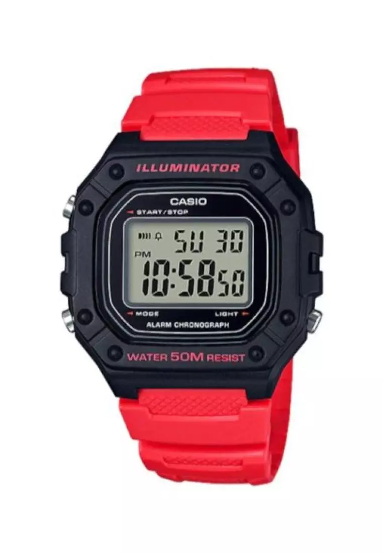 clearance code Off Casio WatchesMens Digital Watch W-218H-4BV Red Resin Band Watch for men