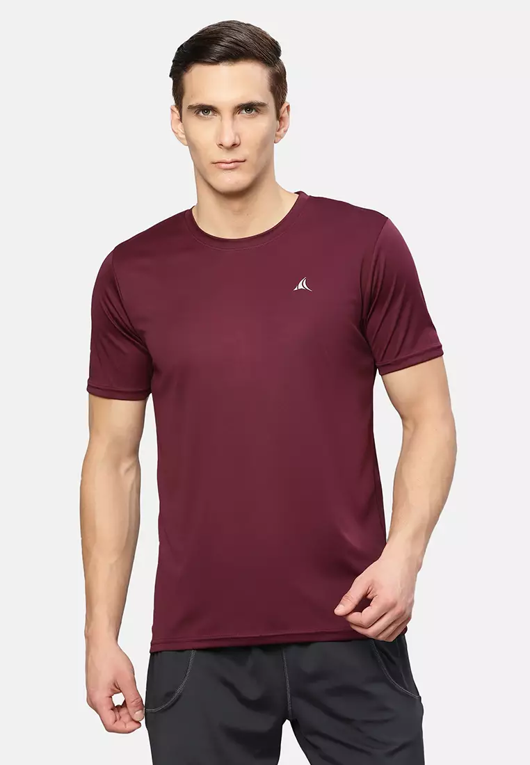 promo coupon Off FitleasureFitleasure Mens Maroon Essential Sports Running Tee