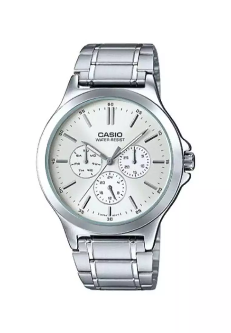 markdown code Off Casio WatchesMens Analog Watch MTP-V300D-7A Multi-Hands Stainless Steel Watch