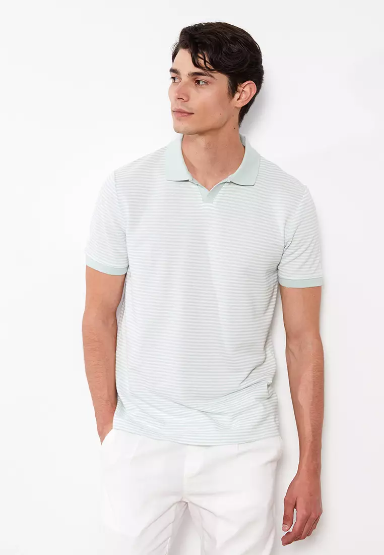 voucher code Off LC WAIKIKIPolo Neck Short Sleeve Striped Mens T-Shirt