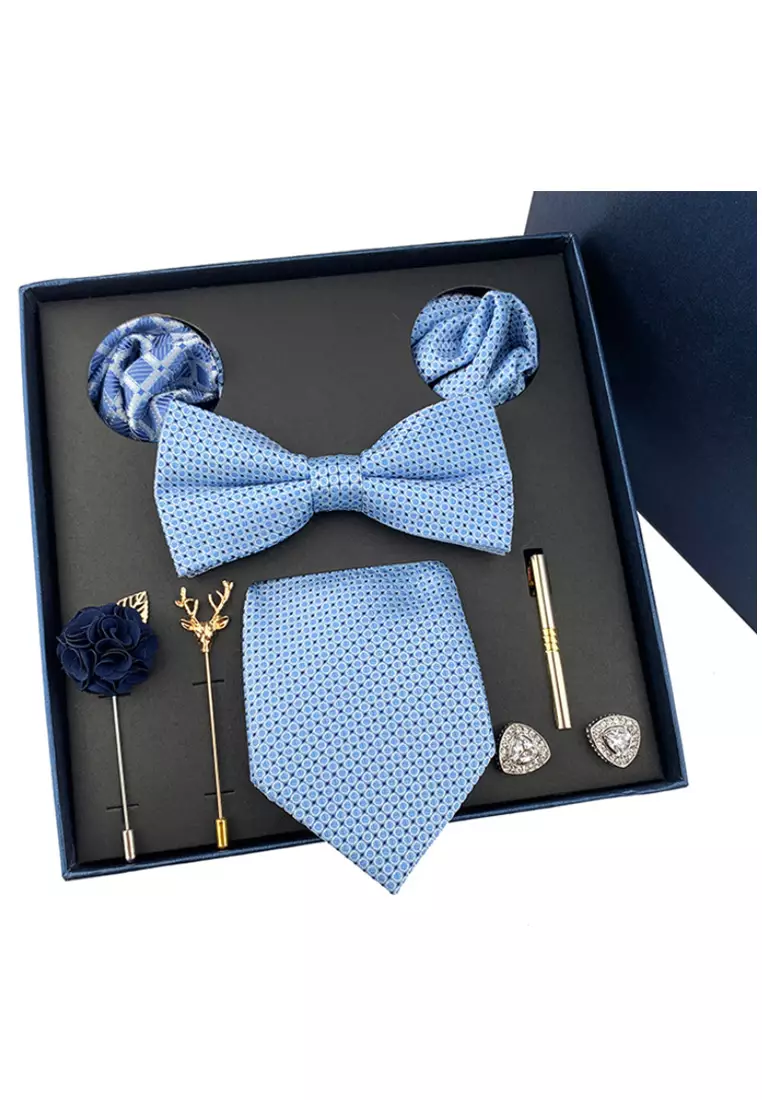 clearance code Off Kings CollectionBow Tie, Pocket Square, Brooch, Tie Clip 8 Pieces Gift Set (KCBT2038)