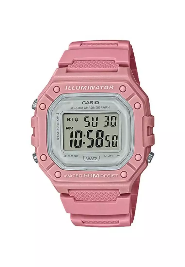 clearance sale coupon Off CasioMens Digital Watch W-218HC-4A Pink Resin Band Watch for Men