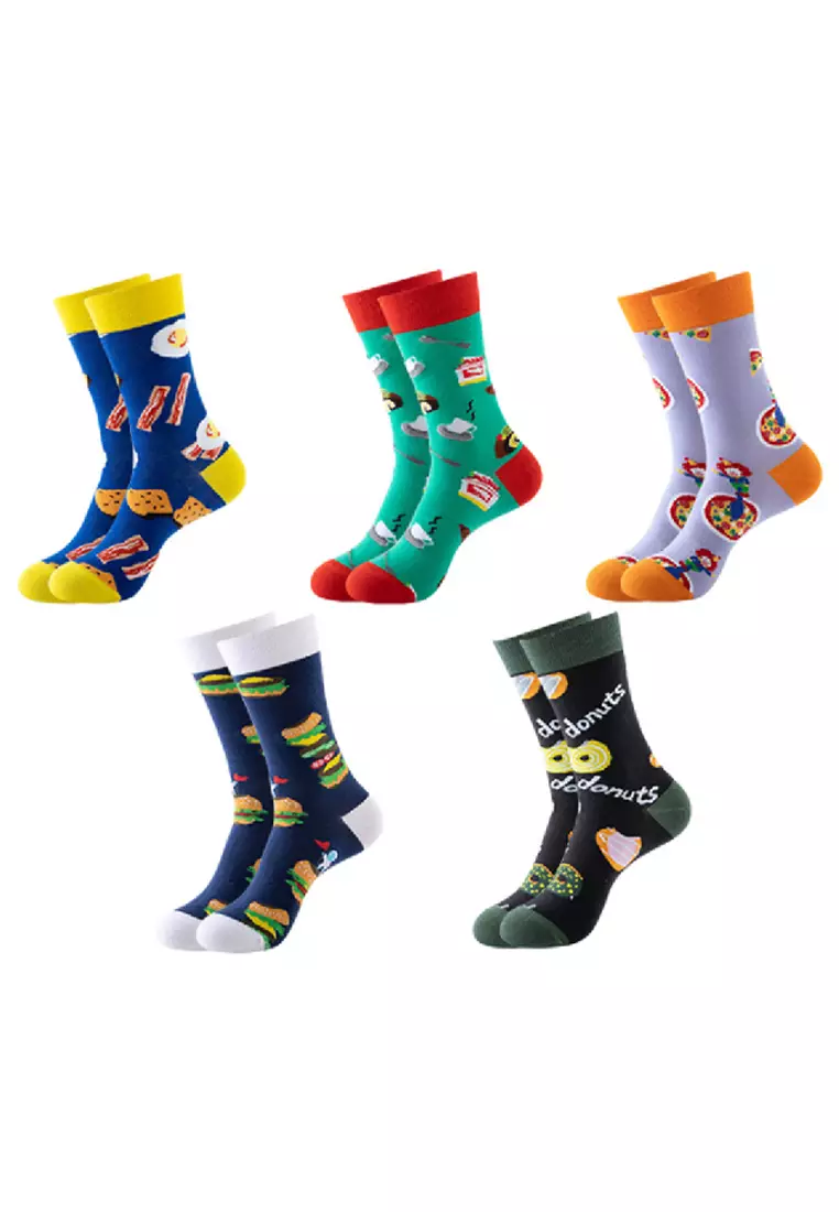 voucher Off Kings Collection5 pairs of Food style Pattern Cozy Socks (One Size) (HS202001-5)