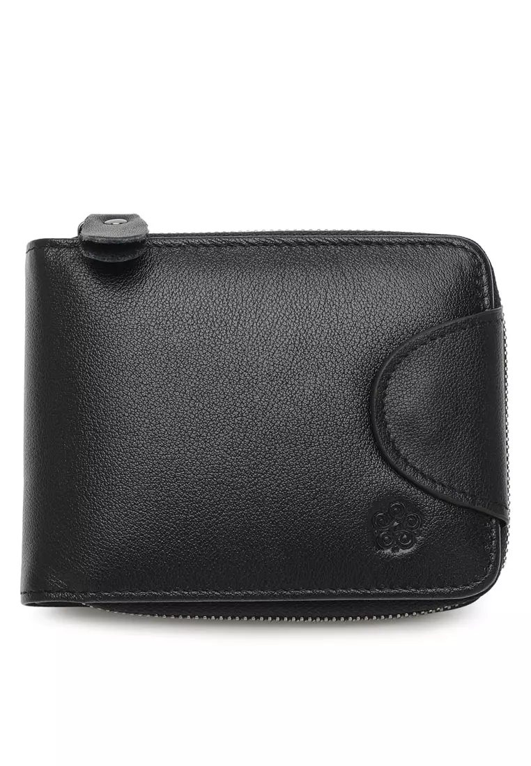 coupon code Off Wild ChannelMens Genuine Leather RFID Blocking Bi Fold Zipper Wallet