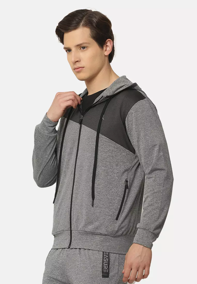 markdown code Off FitleasureFitleasure Grey Regular Fit Running Mens Hoodie