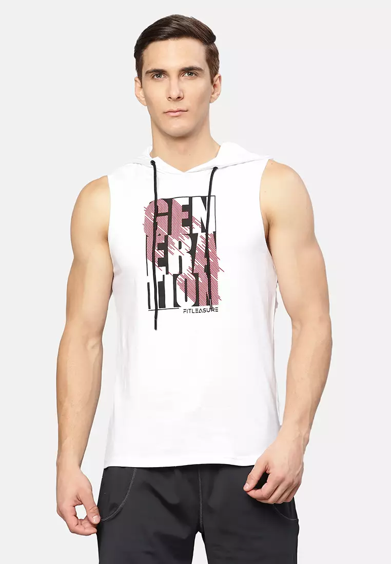 clearance code Off FitleasureFitleasure Mens White Graphic Muscle Workout/Training Tank