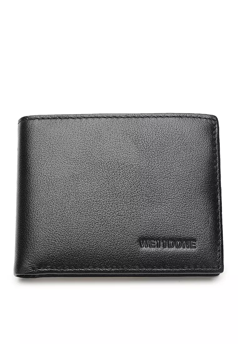 clearance sale coupon Off WE11DONEMens Genuine Leather RFID Blocking Bi Fold Wallet