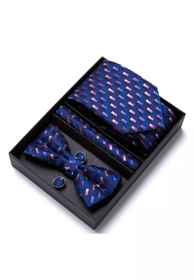 clearance code Off Kings CollectionBlue Tie, Pocket Square, Cufflinks, Bow Tie 4 Pieces Gift Set (UPKCBT2125)