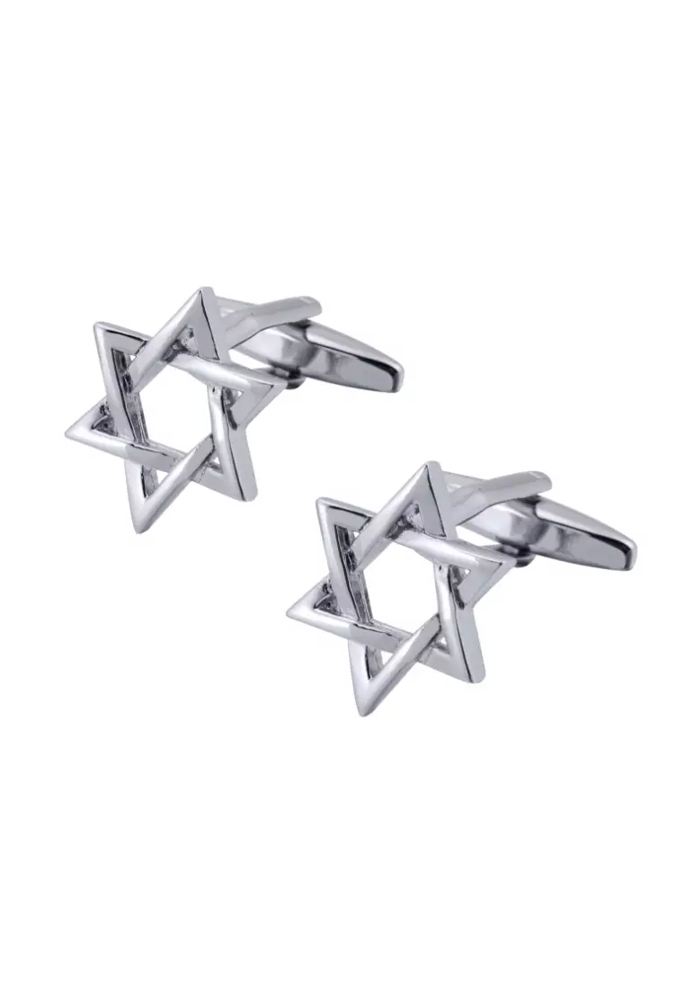 coupon Off Kings CollectionLucky Silver Hexagonal Star Cufflinks (KC20345)