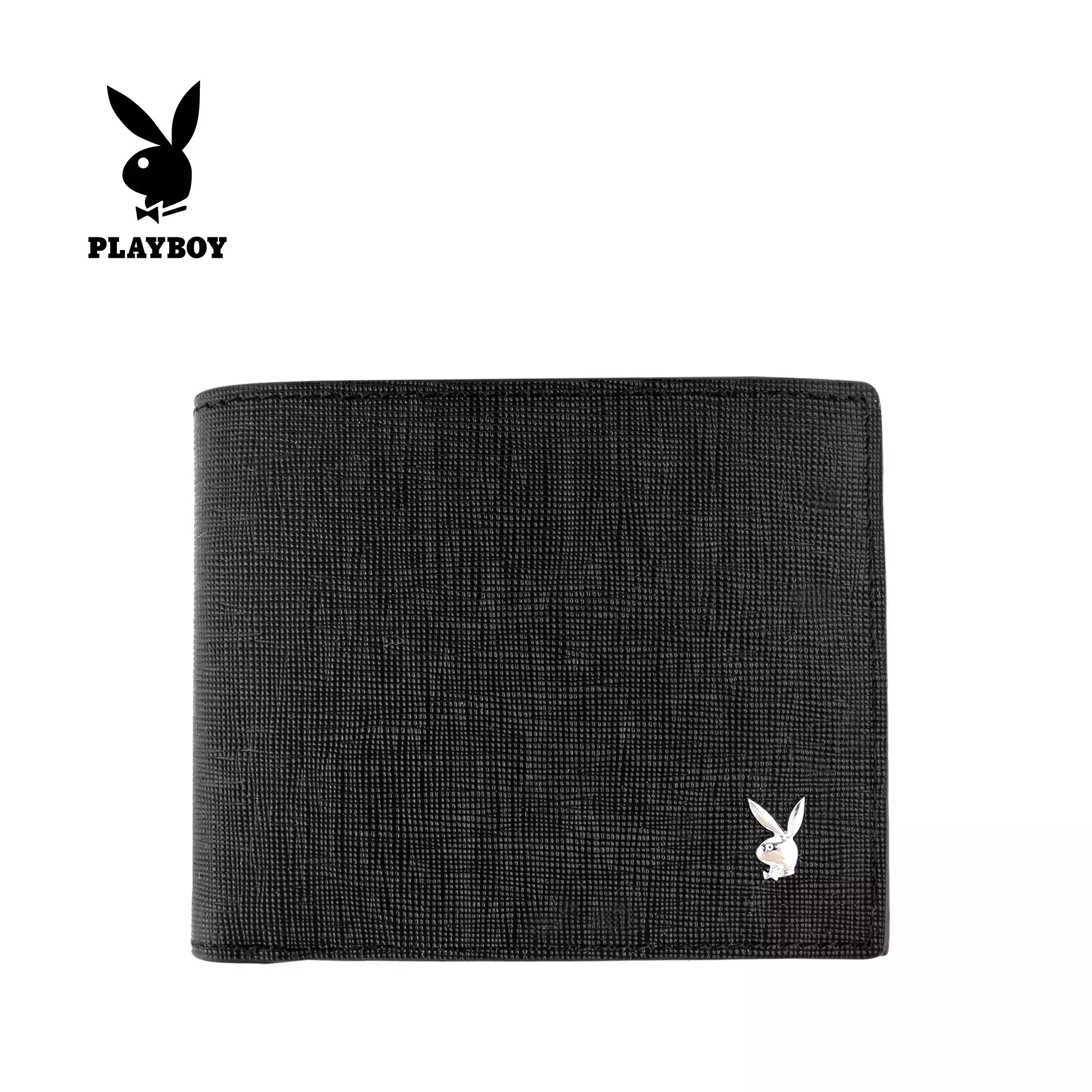 discount code Off PlayboyMens Genuine Leather RFID Blocking Wallet With Coin Compartment - Black