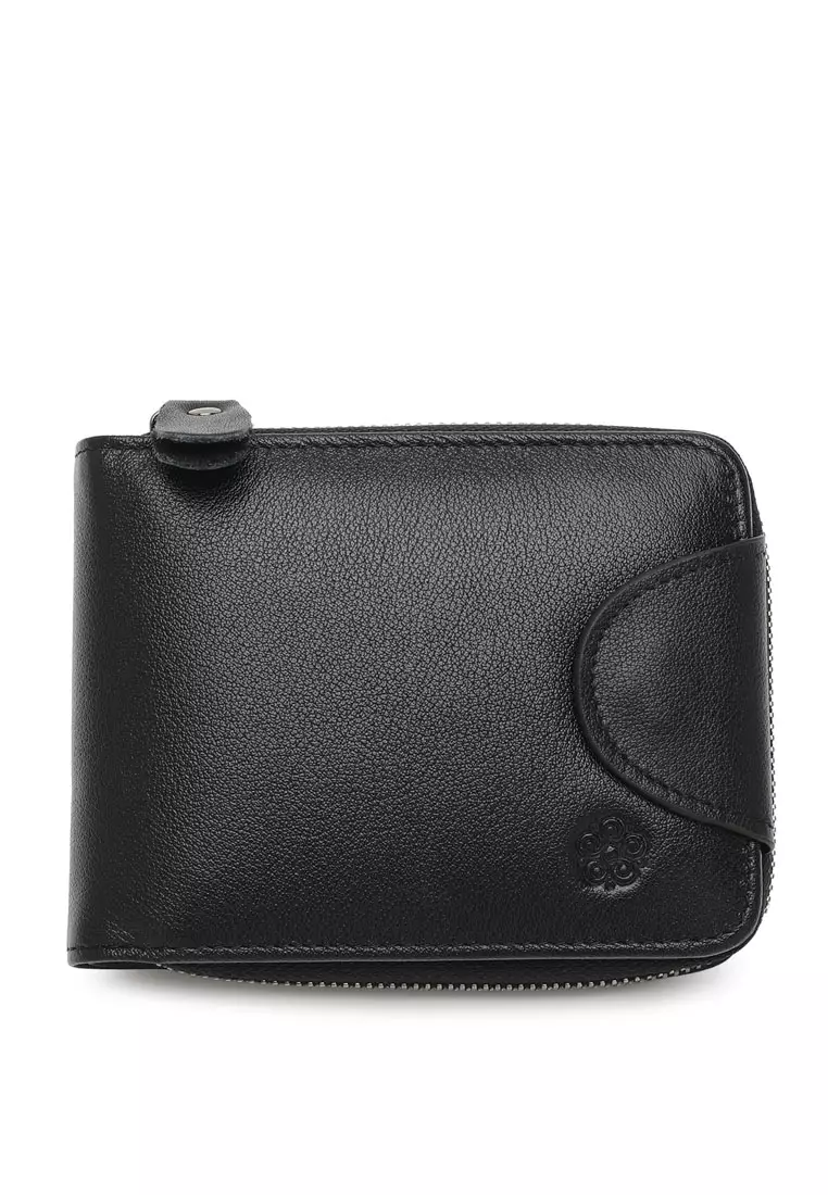 coupon Off Wild ChannelMens Genuine Leather RFID Blocking Bi Fold Zipper Wallet