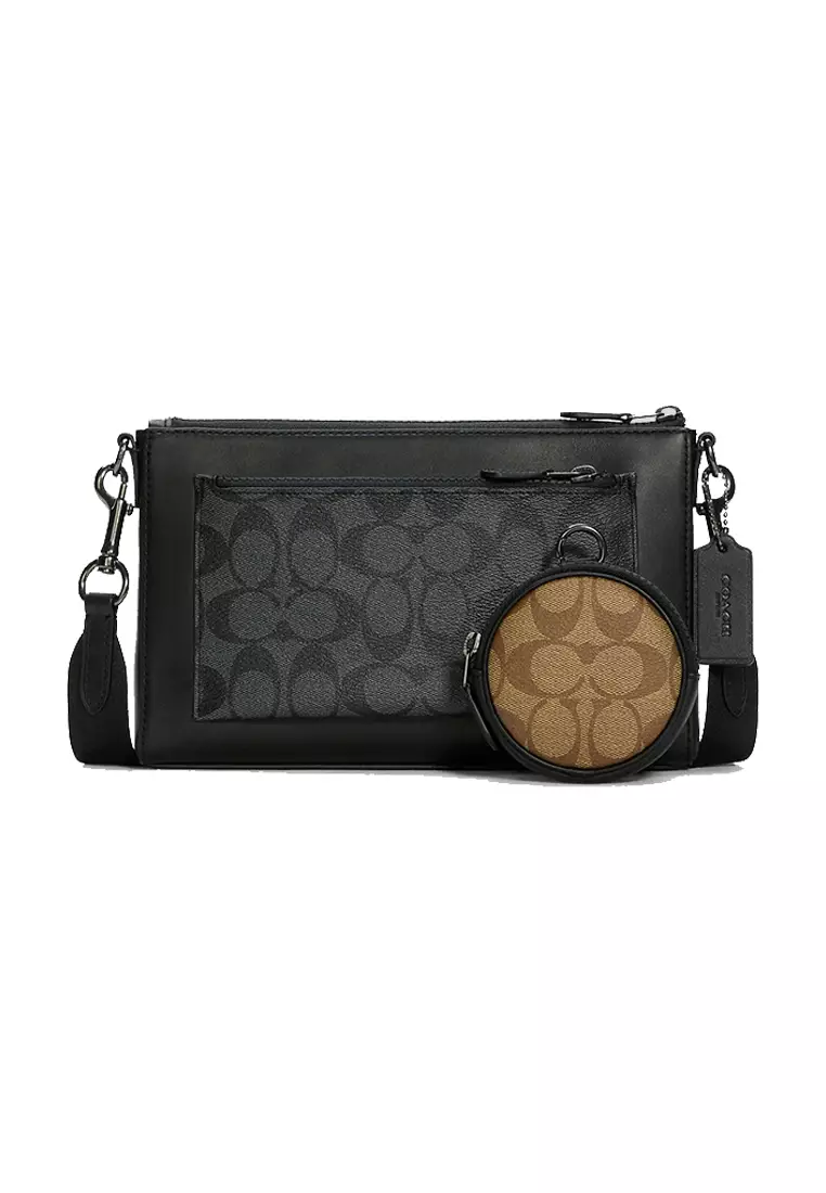 clearance code Off CoachCoach Holden Crossbody In Signature Canvas Charcoal/Black Multi C5598