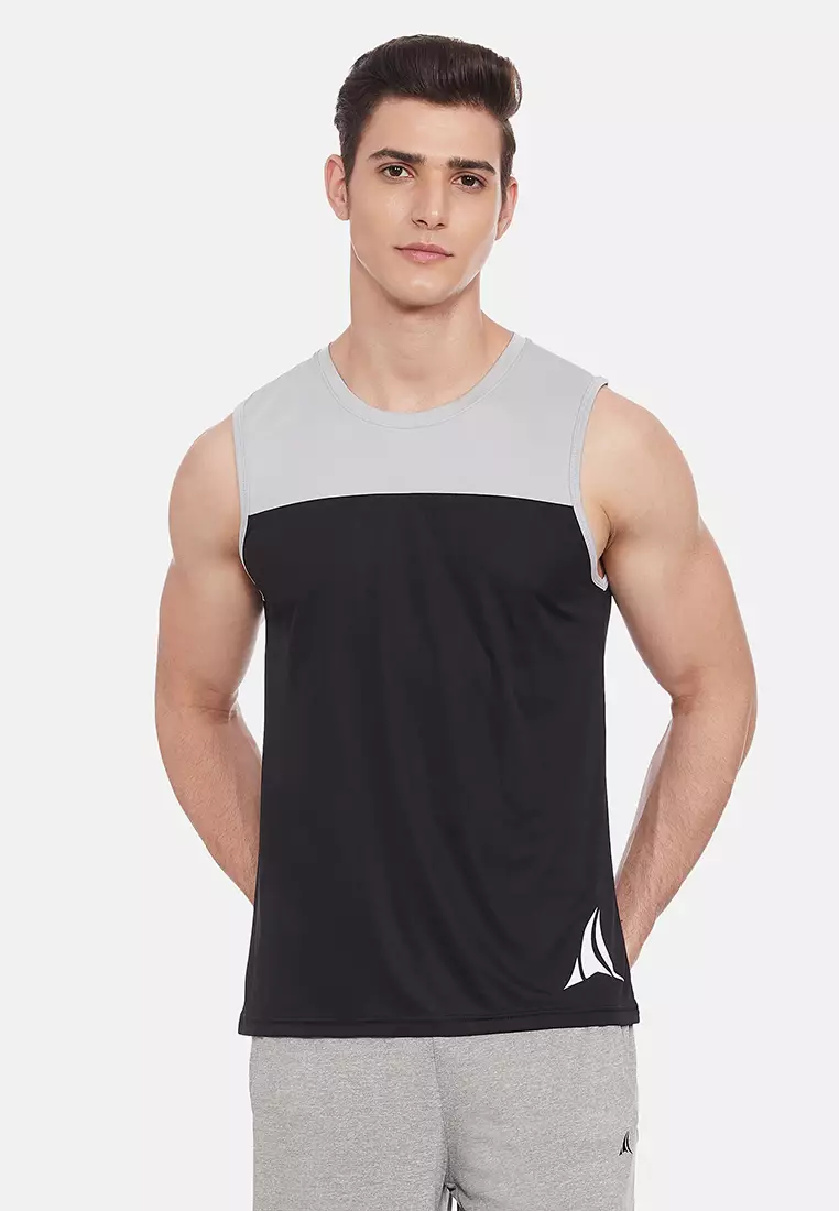 clearance sale coupon Off FitleasureFitleasure Mens Black Colour Block Running/Workout Tank