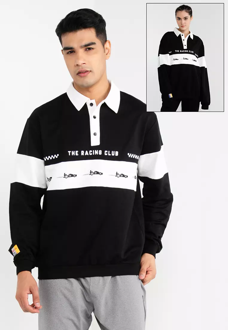 promo coupon Off MilliotKartman Collared Long Sleeve Sweatshirt