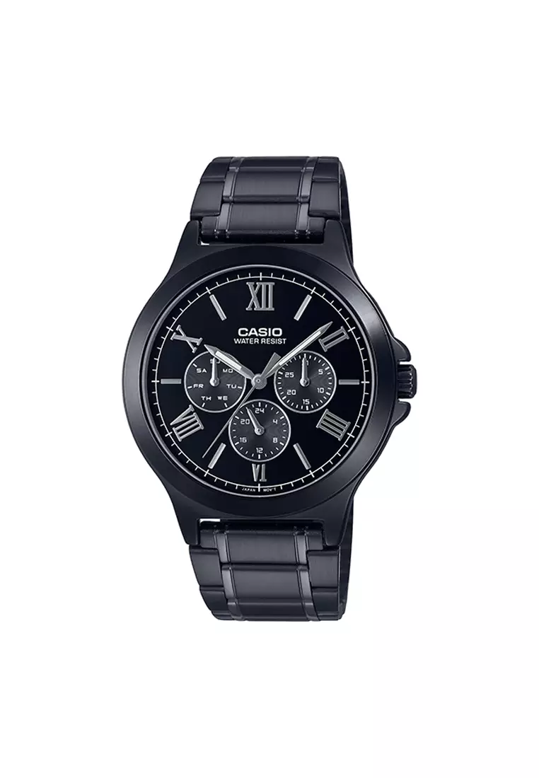 coupon code Off Casio WatchesMens Chronograph Watch MTP-V300B-1A Black Stainless Steel Band Watch For Men